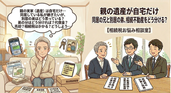 よみもの「親の遺産が自宅だけ　同居の兄と別居の弟、相続不動産をどう分ける？【相続税お悩み相談室】」の見出し画像です