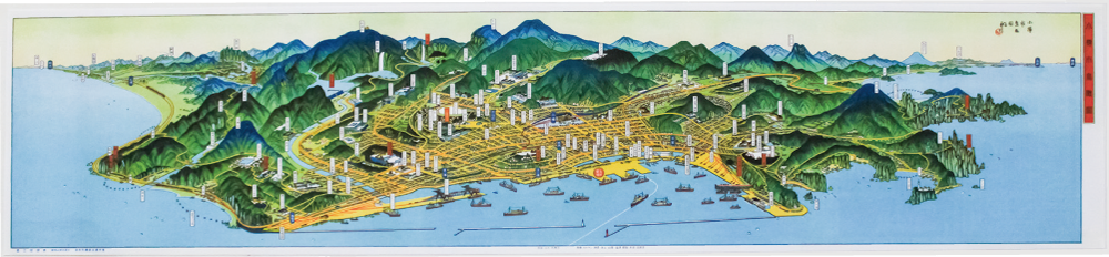 鳥瞰図ポスター 小樽