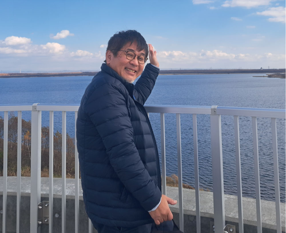 ウトナイ湖と笑顔の三木所長