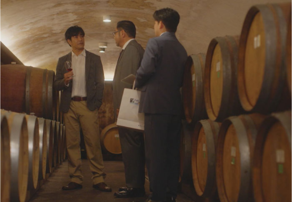 ワイナリーでの撮影シーン