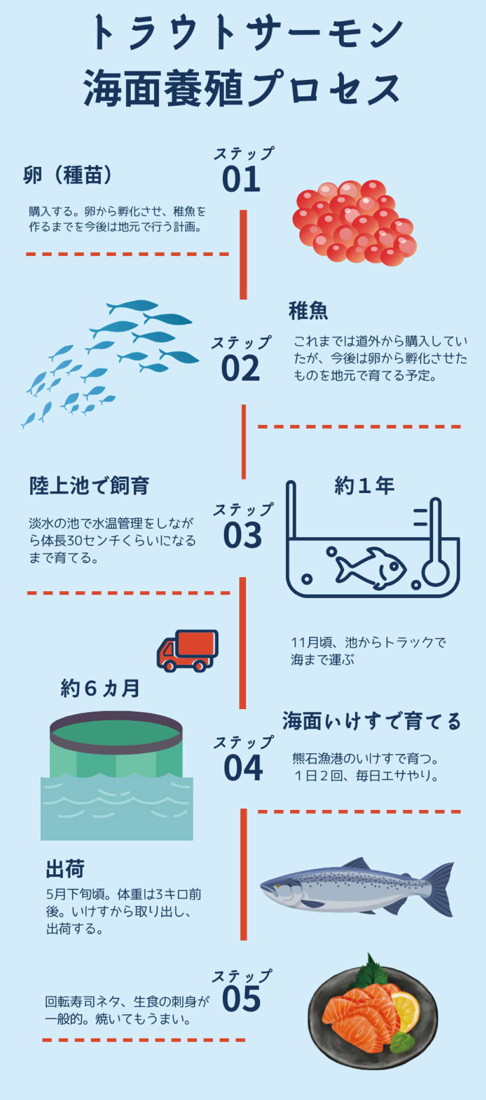 トラウトサーモン海面繁殖プロセス